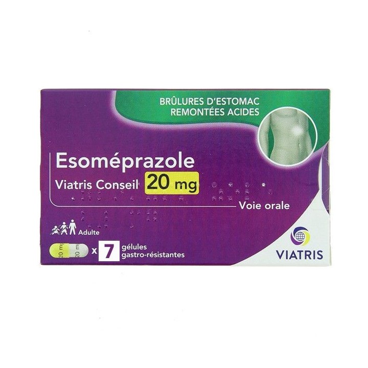 Esomeprazole 20mg x7 gélules - Viatris - Pharmacie en ligne IllicoPharma