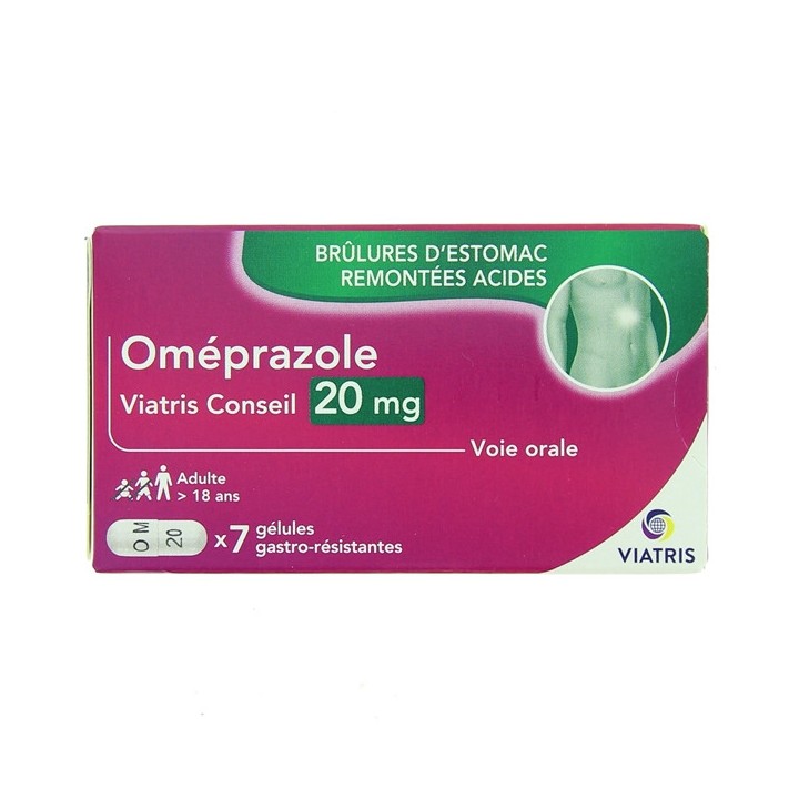 Omeprazole 20mg x7 gélules - Viatris - Pharmacie en ligne IllicoPharma