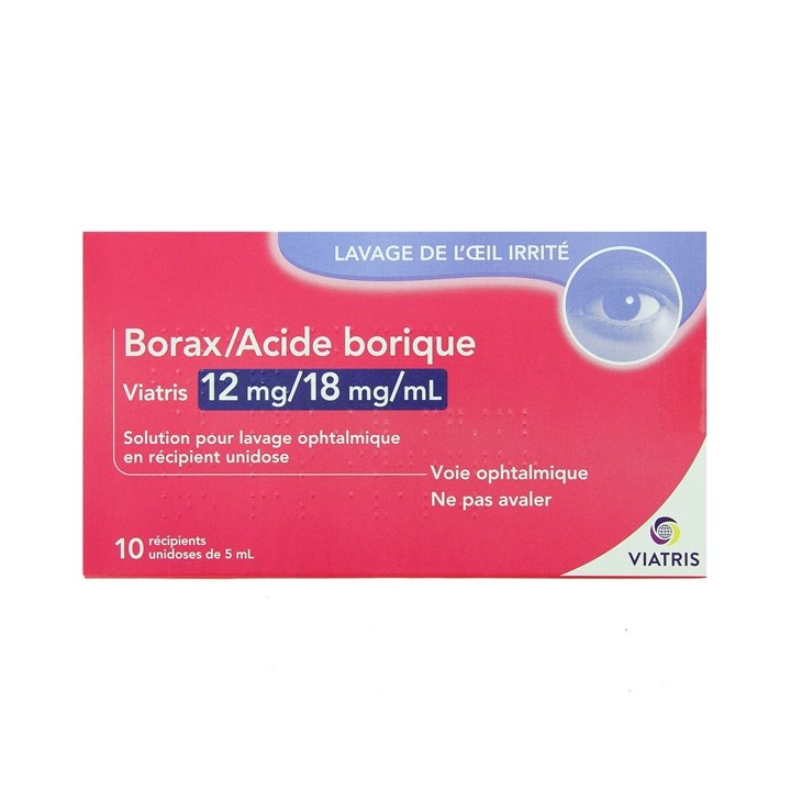 Borax Acide Borique 10x5ml - Viatris - Pharmacie en ligne IllicoPharma