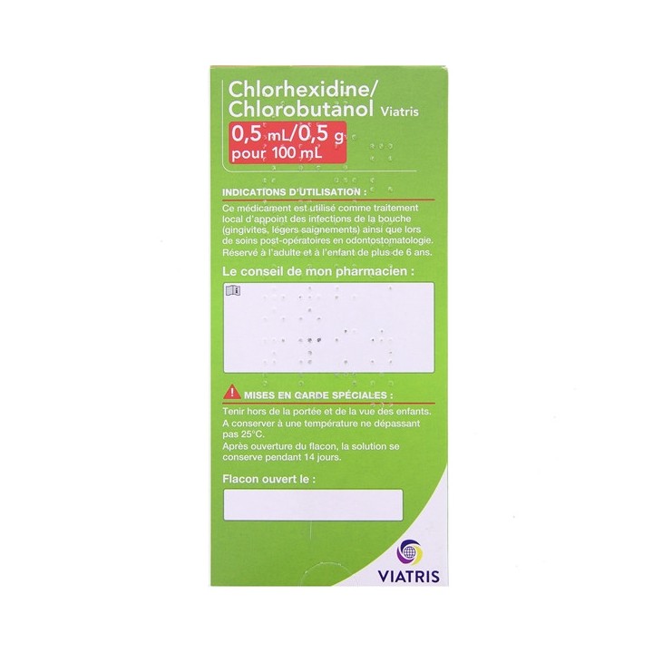 Chlorhexidine/chlorobutanol 200ml - Viatris - Pharmacie en ligne IllicoPharma