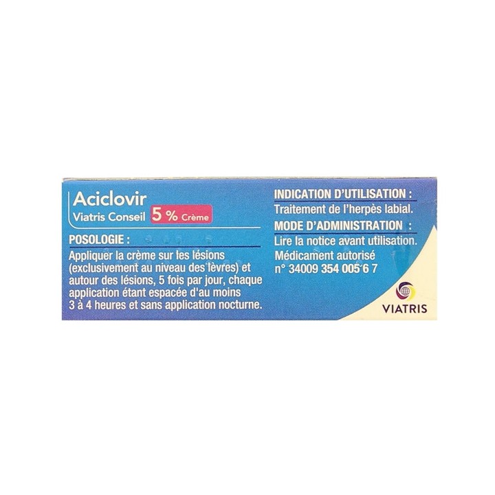 Aciclovir 5% Crème Tube 2g - Viatris - Pharmacie en ligne IllicoPharma