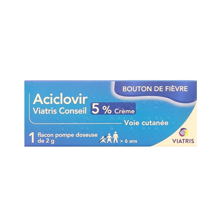 Aciclovir 5% Crème Flacon pompe doseuse 2g - Viatris - IllicoPharma