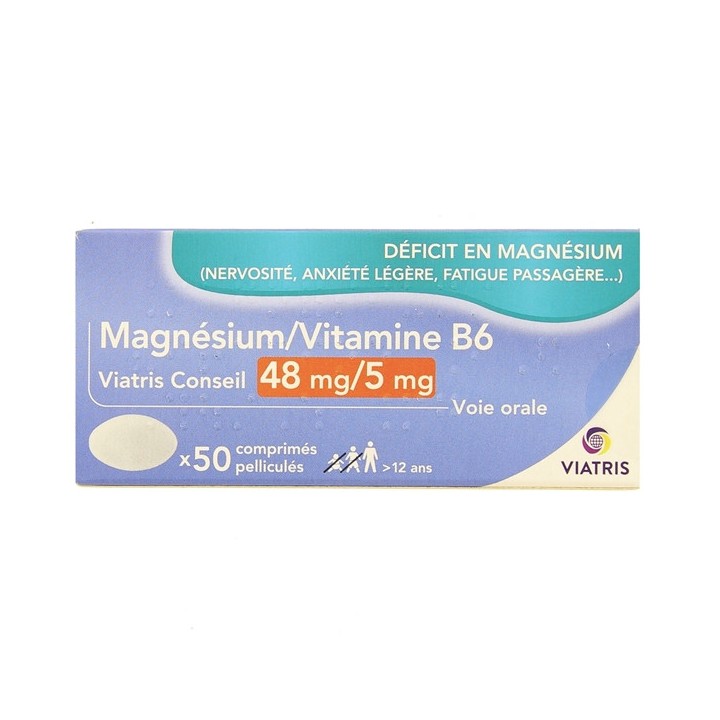 Magnésium Vitamine B6 x50cpr - Viatris - Pharmacie en ligne IllicoPharma