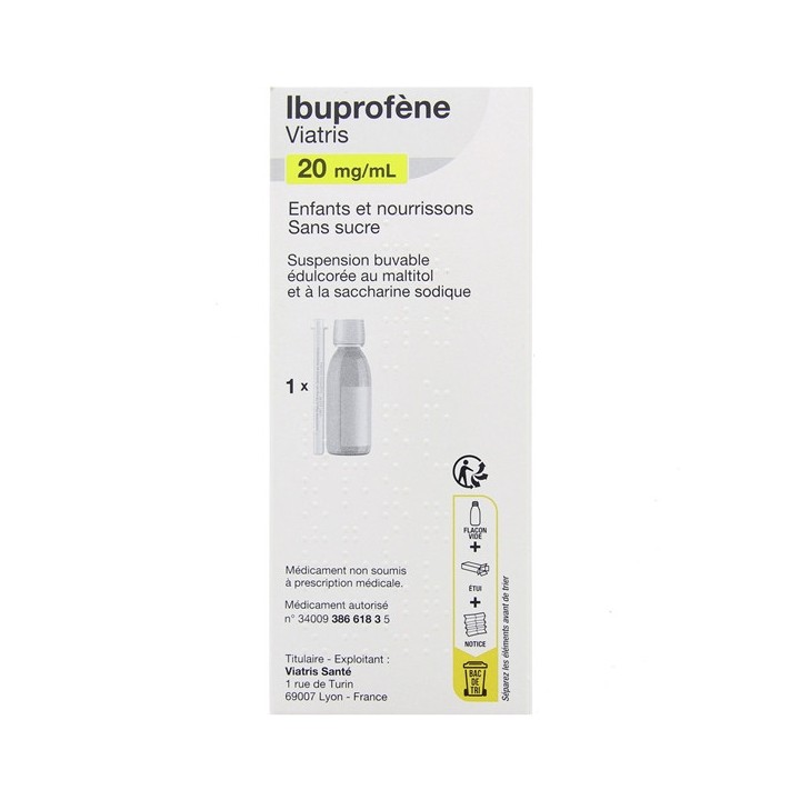 Ibuprofene 20mg/ml Sirop Enfants & Nourrissons 200ml - Viatris - IllicoPharma