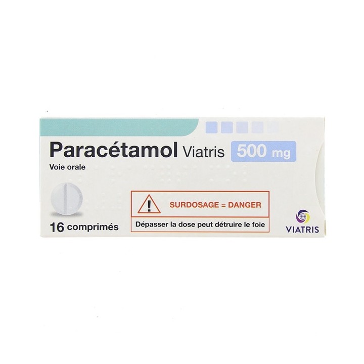 Paracétamol 500mg x16cpr - Viatris - Pharmacie en ligne IllicoPharma