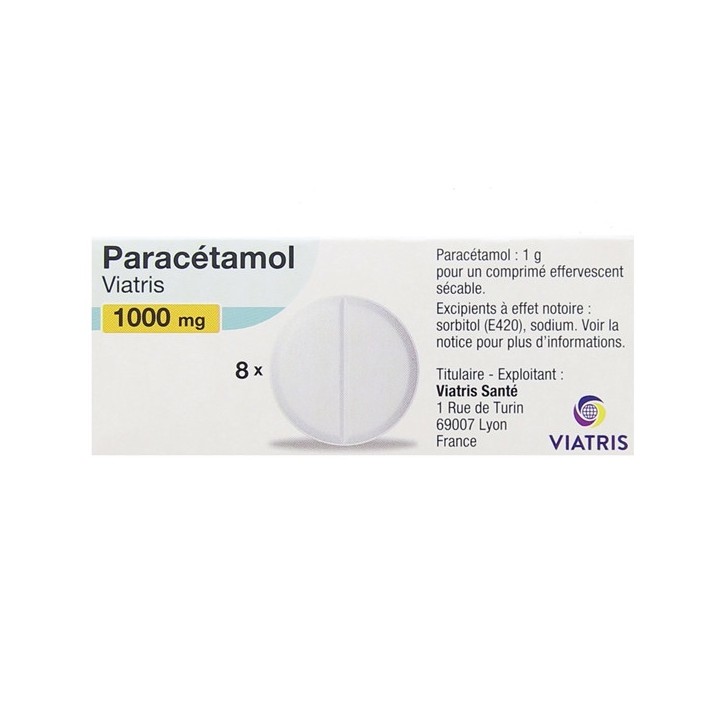 Paracétamol 1000mg x8cpr effervescents - Viatris - IllicoPharma