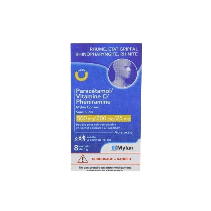 Paracétamol/ Vitamine C/ Phéniramine Sans Sucre x8 Sachet - Viatris - IllicoPharma
