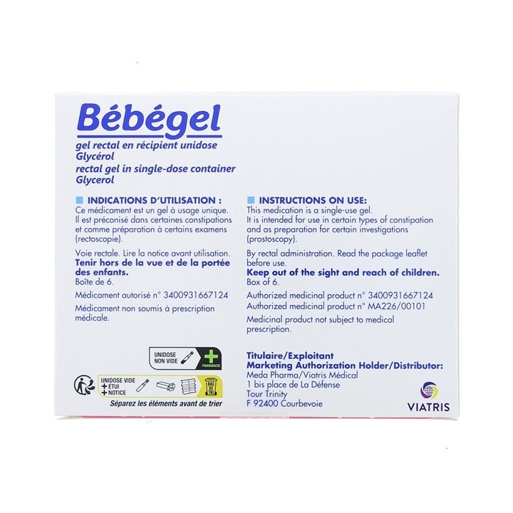 Bébégel Gel rectal 6 unidoses, Constipation, Pharmacie en ligne IllicoPharma