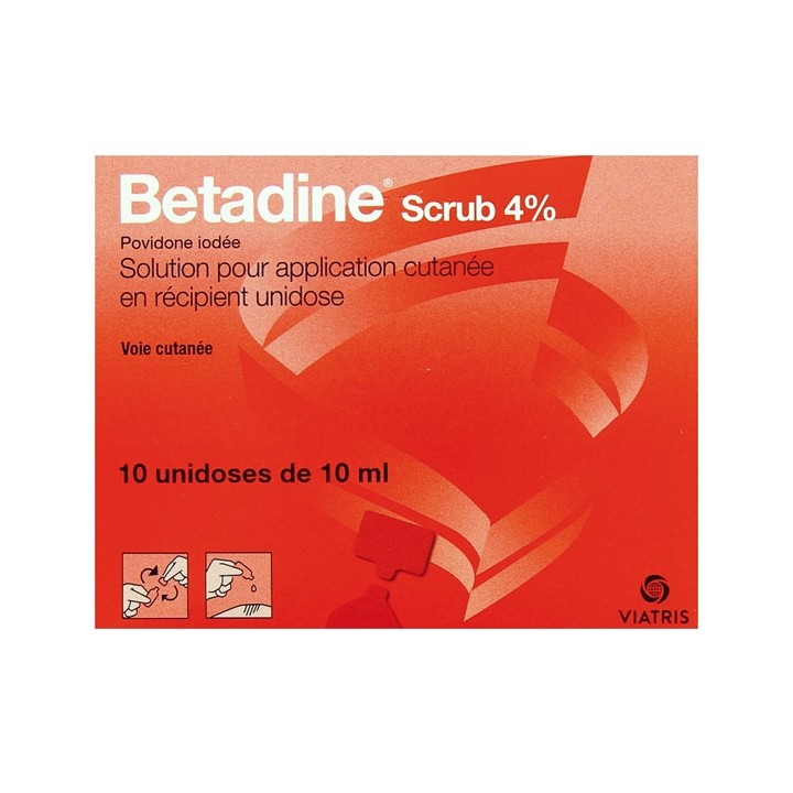 Betadine Scrub 4% 10 unidoses-Désinfectant, savon antiseptique - IllicoPharma