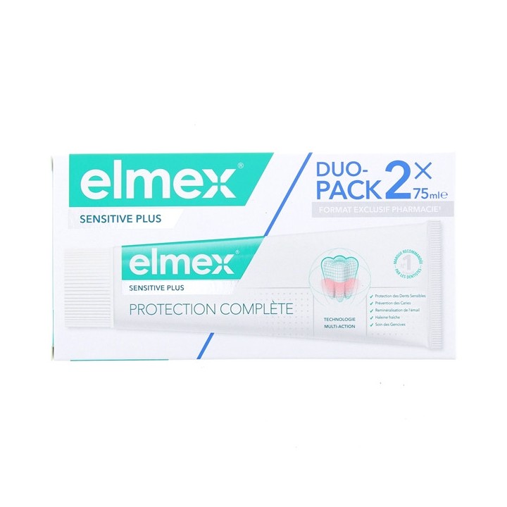 Sensitive Plus Dentifrice Protection Complète 2x75ml - Elmex - IllicoPharma