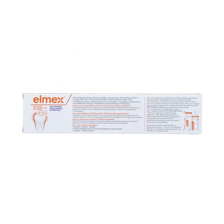 Anti-caries Sans Menthol Dentifrice 75ml - Elmex - Dentifrice Adulte - IllicoPharma