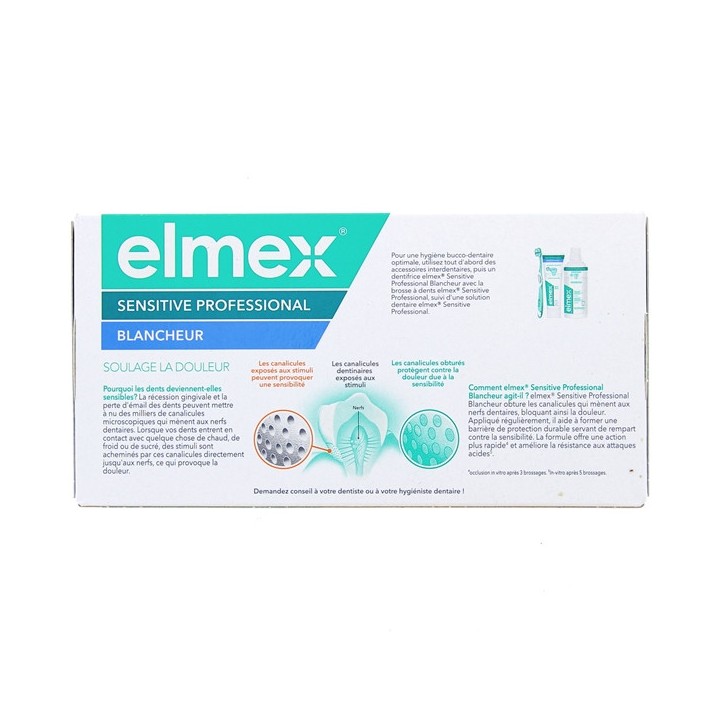 Sensitive Professional Blancheur Dentifrice Duo-Pack 2x75ml - Elmex - IllicoPharma
