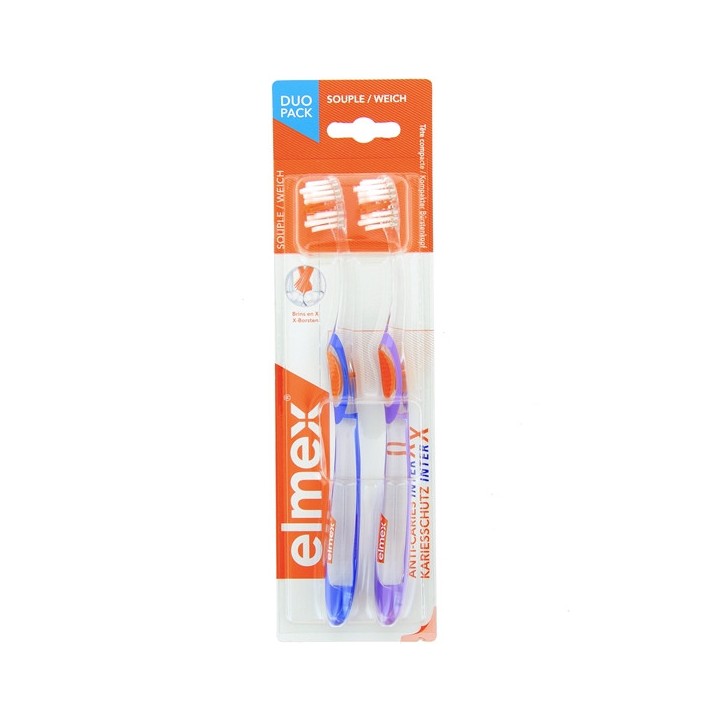 Anti-Caries InterX Brosse à Dents Souple x2 - Elmex - IllicoPharma