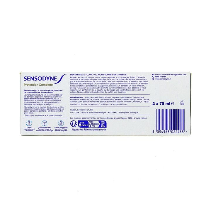 Dentifrice Protection Complète 2x75ml - Sensodyne - IllicoPharma