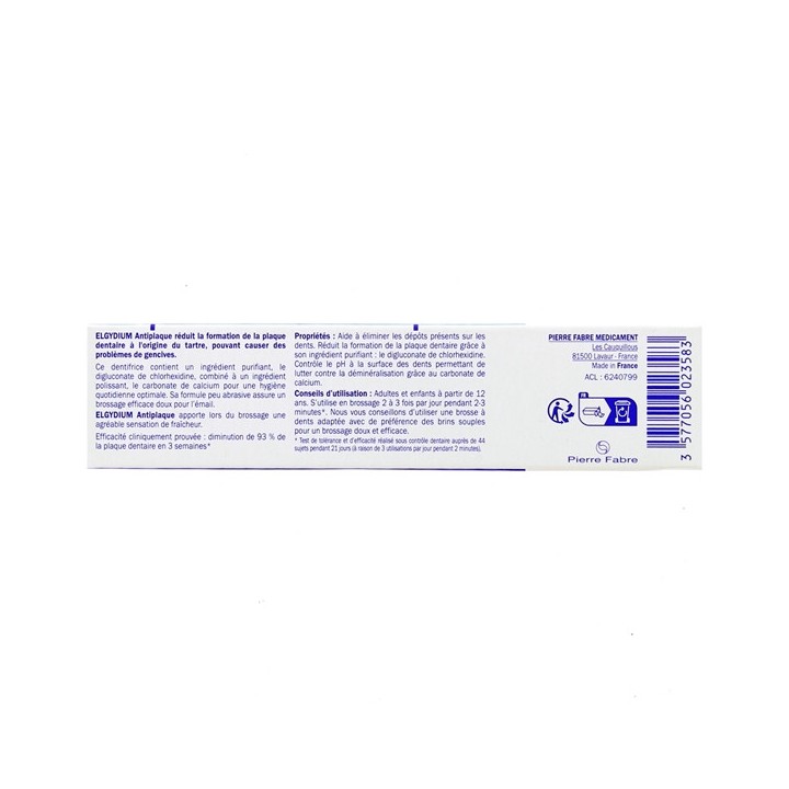 Dentifrice Antiplaque 50ml - Elgydium - Format Voyage - IllicoPharma