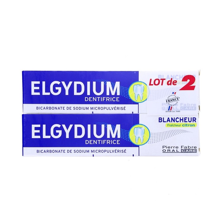 Dentifrice Blancheur Fraîcheur Citron 2x75ml - Elgydium - IllicoPharma