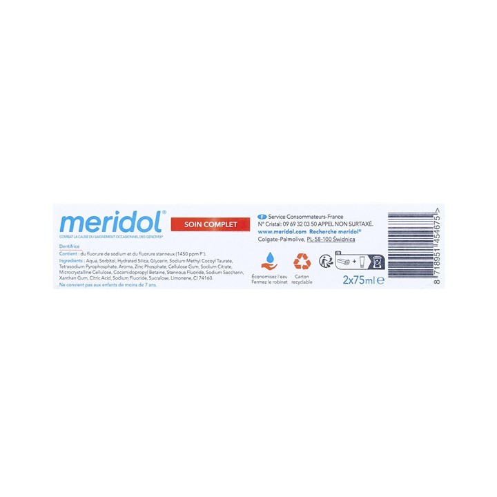 Dentifrice Soin Complet Gencives & Dents Sensibles Duo-Pack 2x75ml - Meridol - IllicoPharma