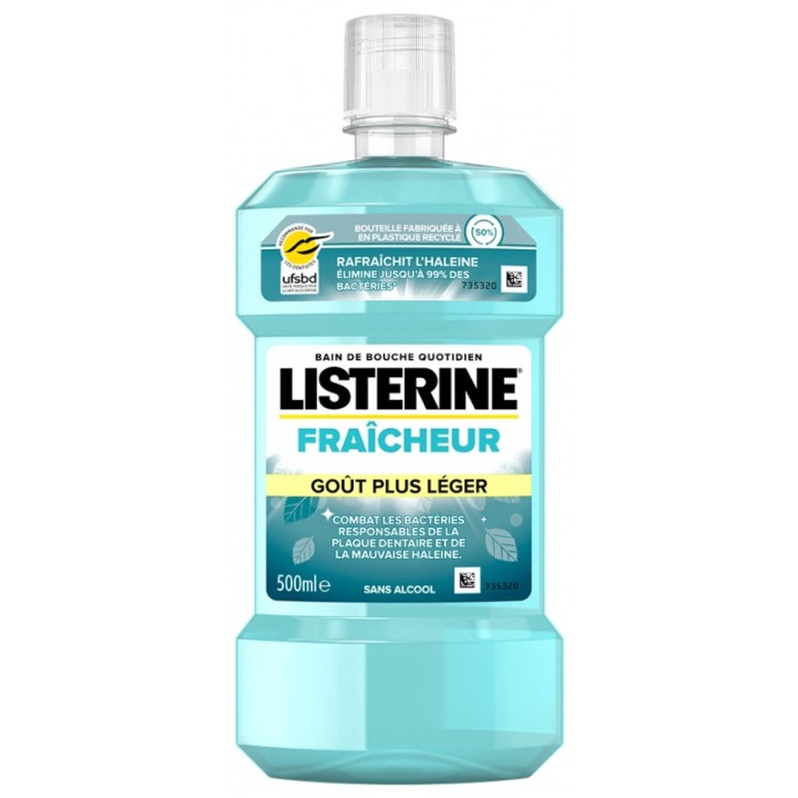 Listerine Fraîcheur Goût Plus Léger Bain de Bouche 500ml - IllicoPharma