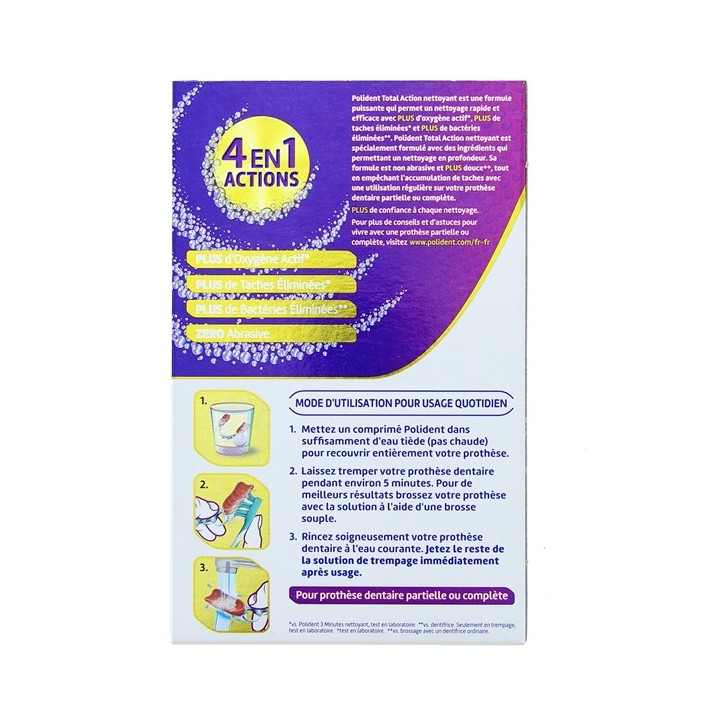 Polident Nettoyant Total Action 4en1 x66cpr - IllicoPharma