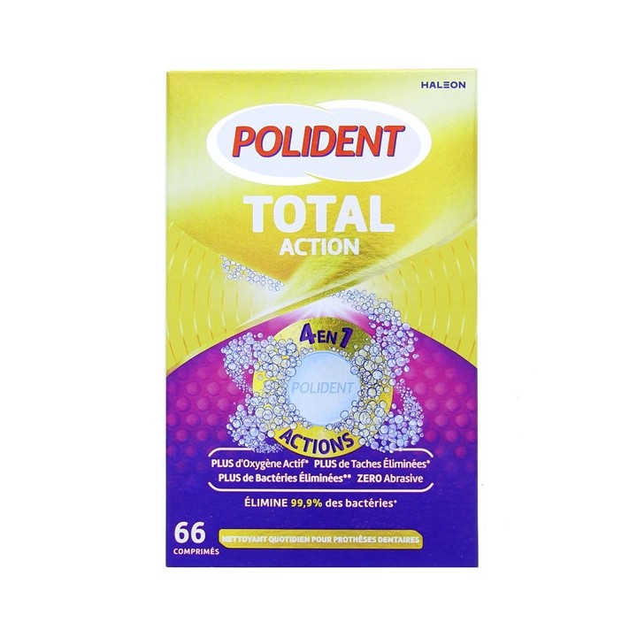 Polident Nettoyant Total Action 4en1 x66cpr - IllicoPharma