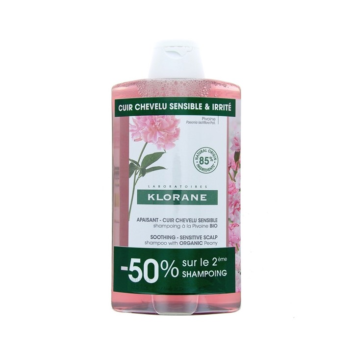 Shampoing Apaisant Pivoine Bio 2x400ml - Klorane - IllicoPharma
