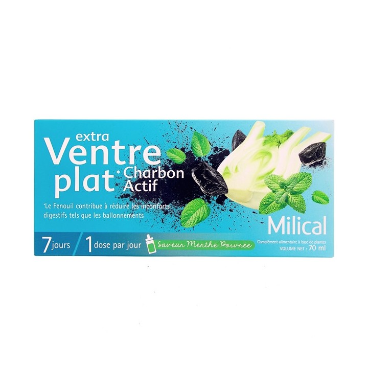 Extra Ventre Plat Charbon Actif x7 fioles - Milical - IllicoPharma