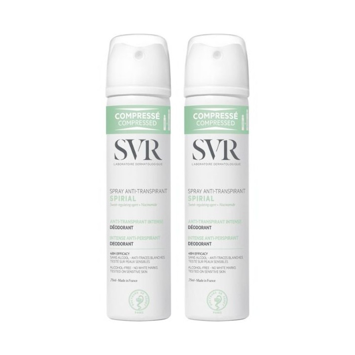 Spirial Spray Anti-transpirant Intense Déodorant 2x75ml SVR - IllicoPharma