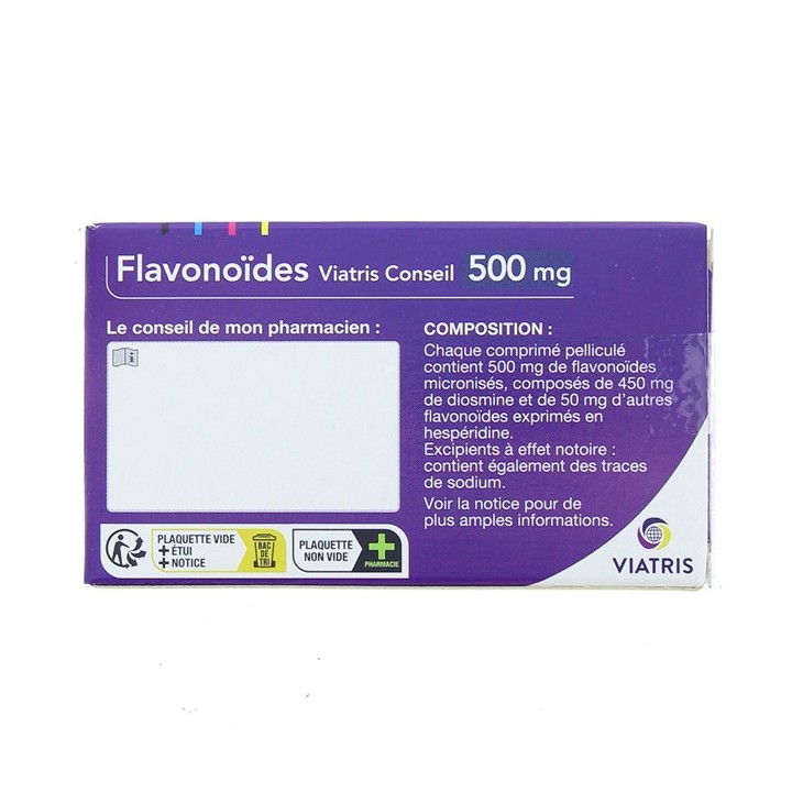 Flavonoïdes 500mg x60cpr - Viatris - IllicoPharma