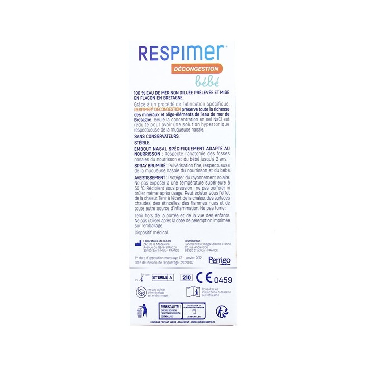 Respimer Bébé Nez Bouché Spray Nasal Hypertonique 125ml - IllicoPharma