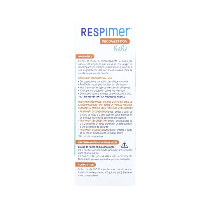 Respimer Bébé Nez Bouché Spray Nasal Hypertonique 125ml - IllicoPharma