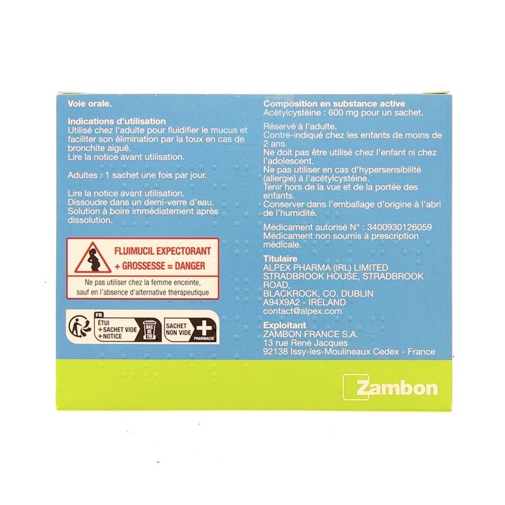 Fluimucil expectorant 600mg x10 sachets