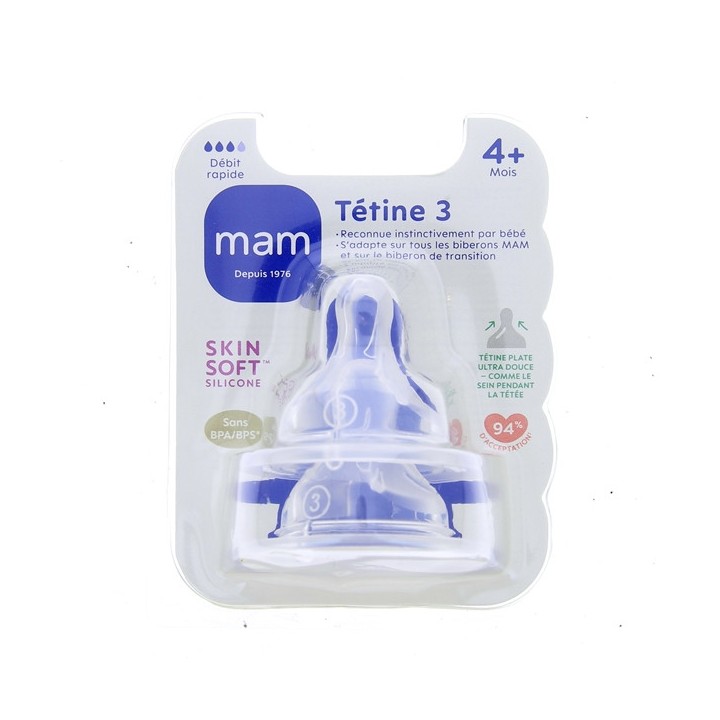 Tétines - Débit 4 - Silicone - x3 - MAM - IllicoPharma