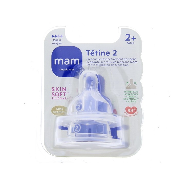 Tétines - Débit 2 - Silicone - x2 - MAM - IllicoPharma