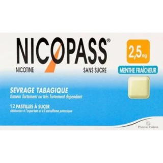 Nicopass 2,5mg x12 Menthe Fraîcheur - Arrêt du tabac - IllicoPharma