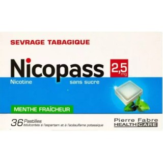 Nicopass 2,5mg x36 Menthe Fraîcheur - Arrêt du tabac - IllicoPharma