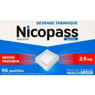 Nicopass 2,5mg x96 Menthe Fraîcheur - Arrêt du tabac - IllicoPharma