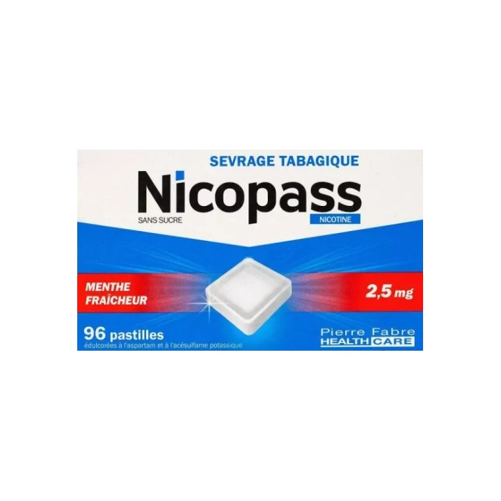 Nicopass 2,5mg x96 Menthe Fraîcheur - Arrêt du tabac - IllicoPharma