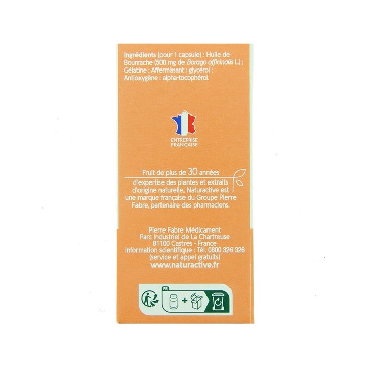 Huile de Bourrache x60 capsules Naturactive - IllicoPharma