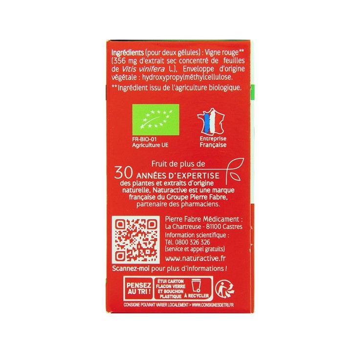 Vigne Rouge Bio x30 gélules végétales Naturactive - IllicoPharma
