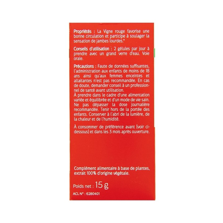 Vigne Rouge Bio x60 gélules végétales Naturactive - IllicoPharma