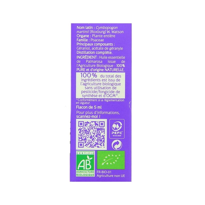 Huile Essentielle Palmarosa Bio 5ml Naturactive - IllicoPharma