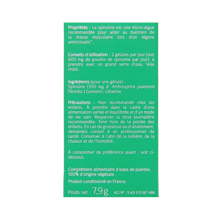 Spiruline x20 gélules Naturactive - Pharmacie en ligne IllicoPharma