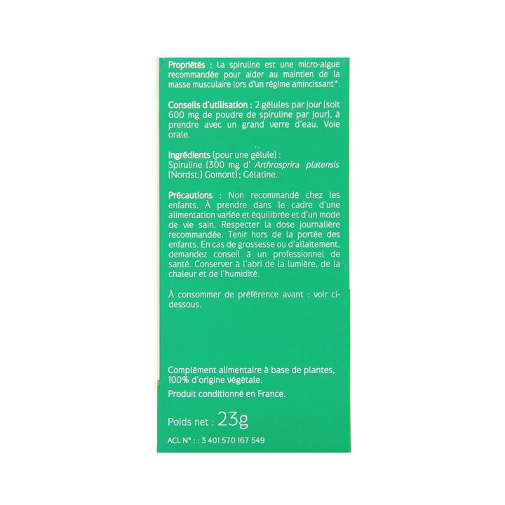 Spiruline x60 gélules Naturactive - Pharmacie en ligne IllicoPharma