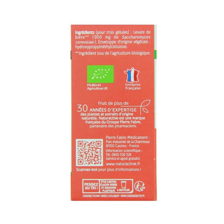 Levure de Bière Bio x60 gélules végétales Naturactive - IllicoPharma