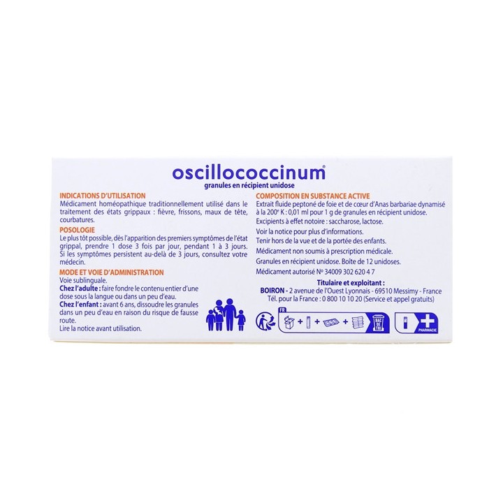 Oscillococcinum - 12 unidoses - Boiron - e-Pharmacie IllicoPharma