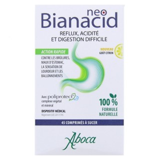 NeoBianacid Acidité, Reflux et Digestion Difficile Citron x45cpr à sucer - Aboca - IllicoPharma
