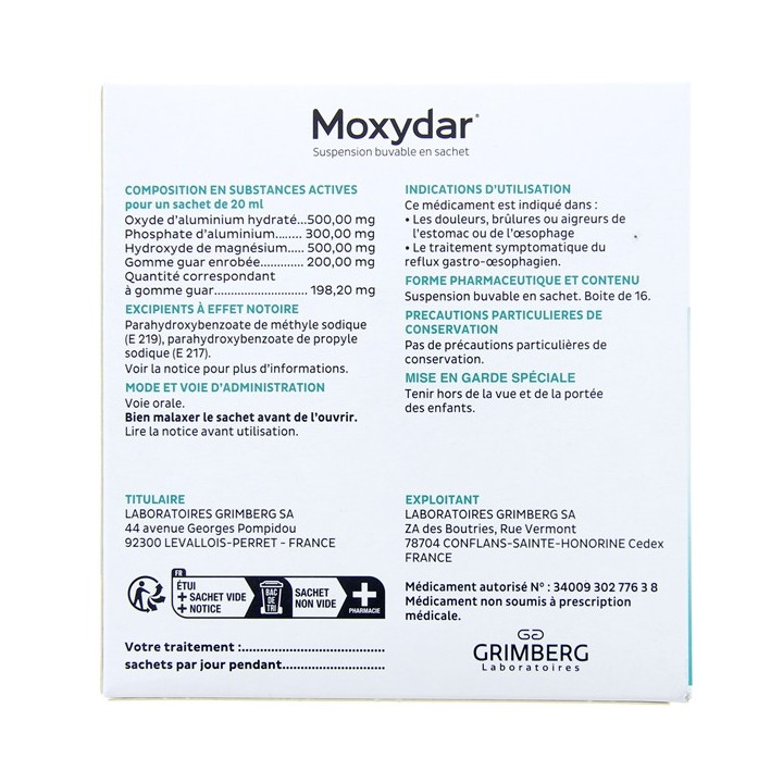 Moxydar Suspension Buvable x16 sachets - IllicoPharma