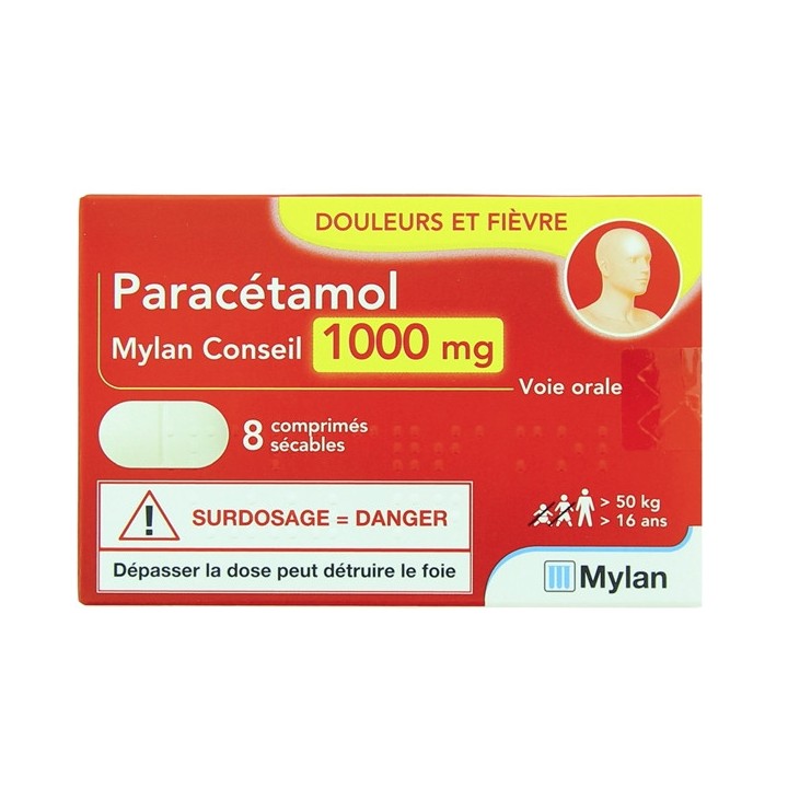 Paracétamol Mylan 1000mg 8 cpr