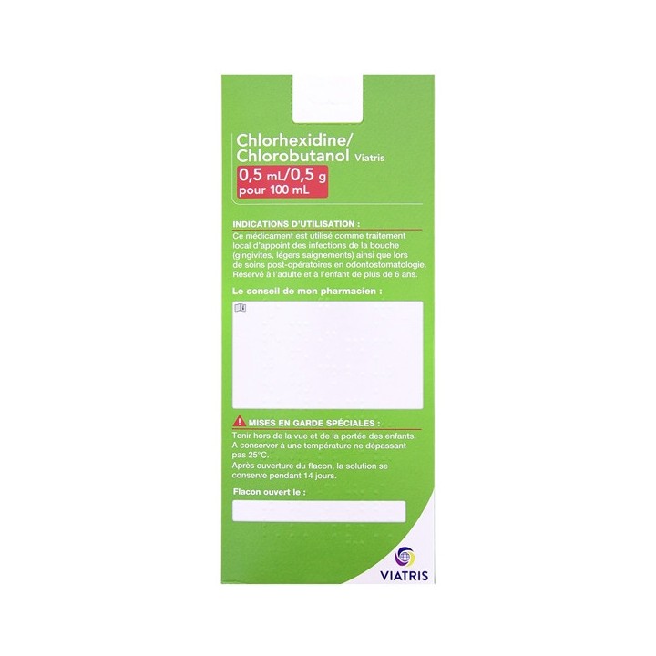 Chlorhexidine/Chlorobutanol 500ml - Viatris- Bain de bouche - IllicoPharma