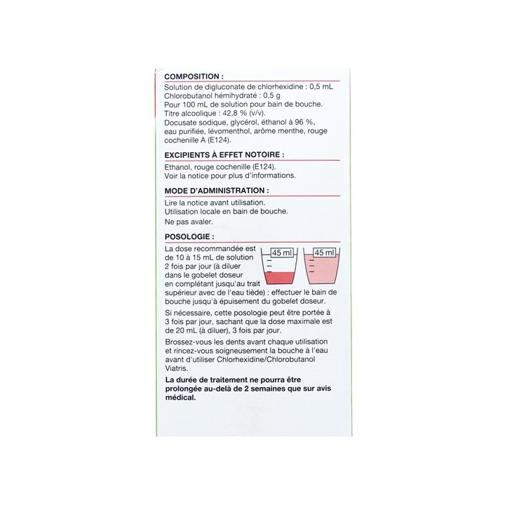 Chlorhexidine/Chlorobutanol 500ml - Viatris- Bain de bouche - IllicoPharma